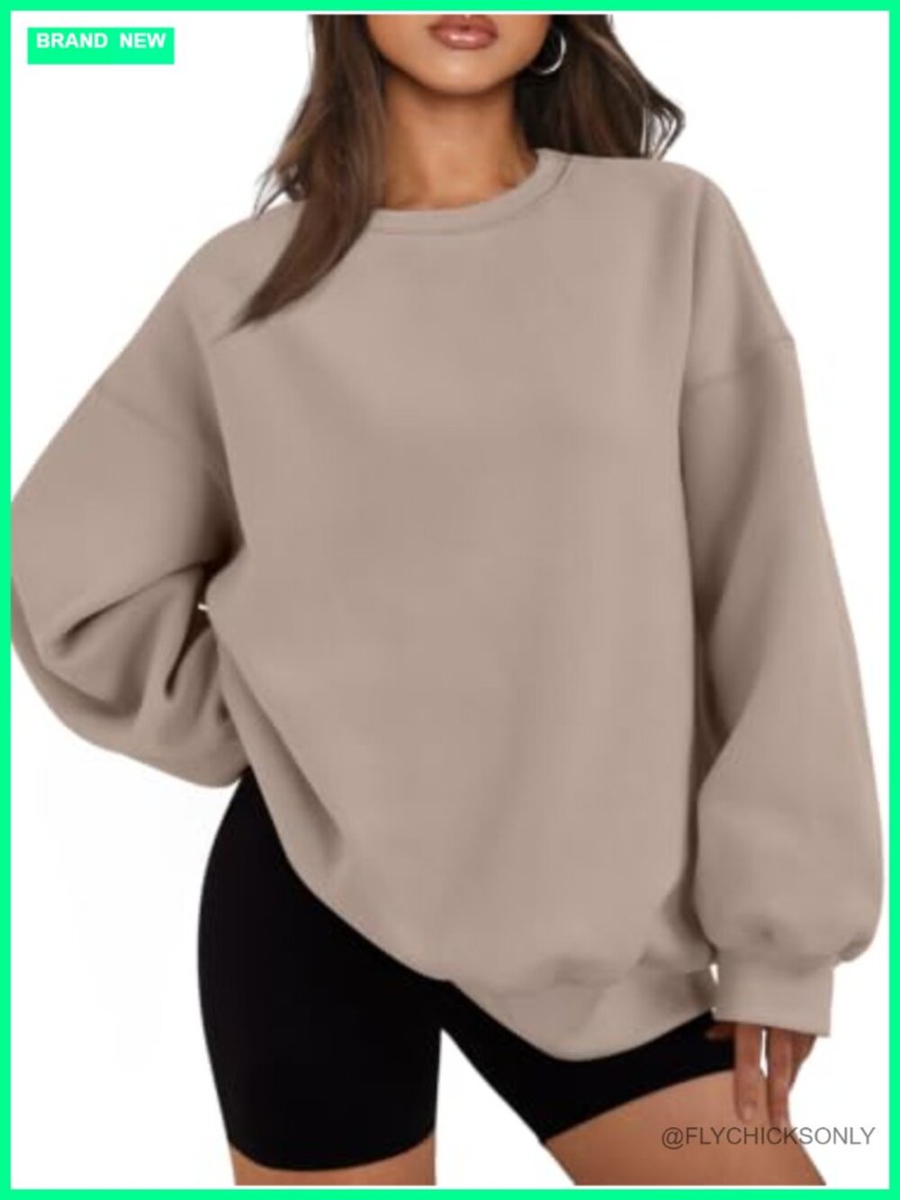 Womens Oversized Crewneck Sweatshirt Fleece Lined Pullover Fall Casual Top